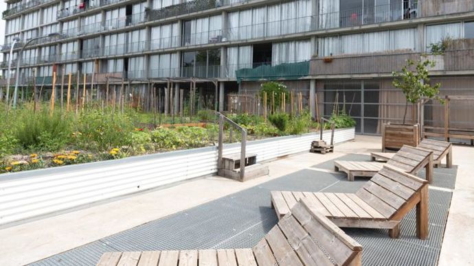 14.Catégorie « bailleurs sociaux, aménagements de quartiers », médaille d’or, Aquitanis, OPH de Bordeaux Métropole, Locus Solus, création d’une ferme urbaine sur dalle à Bordeaux (33). ©F-Blazquez